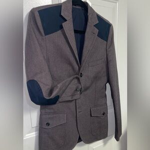 Topman Taupe Blazer with Dark Blue Accents
